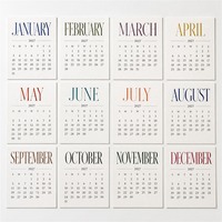 Lot de cartes postales calendrier déchirable douze mois 2027, styles artistiques variés, cartes saisonnières, logo personnalisé pour la décoration de la maison et du bureau