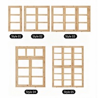 Ventana de Madera de Pino Sólido de Estilo Chino, de Doble Apertura, sin Acabado, para Decoración de Interiores, Dimensiones Personalizadas