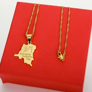 Collar con Colgante de <span class=keywords><strong>Mapa</strong></span> de África, Congo, <span class=keywords><strong>Argelia</strong></span>, para Mujeres y Hombres, Collares de Cadena Dorada, Estilo Hip Hop - Product Image 5