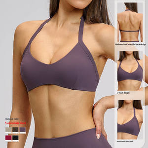 SHINBENE Soutien-gorge de sport pour femme, dos nu, à bretelles réglables, style licou, pour le yoga et la gym - Product Image 6