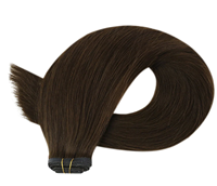 Cheveux bruts cuticule alignée Cheveux humains vierges Trame plate Extension de cheveux pour salon Invisible mince trame en PU brun le plus foncé Body Wave