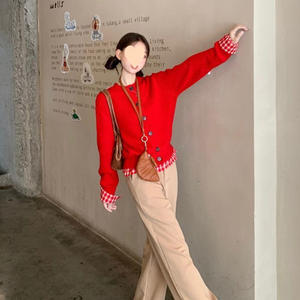 Miu <span class=keywords><strong>Cardigan</strong></span> con fiocco con motivo a maglia tinta unita <span class=keywords><strong>blu</strong></span> <span class=keywords><strong>scuro</strong></span> da donna con decorazione a bottone - Product Image 3