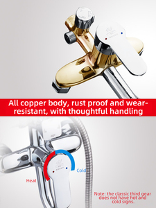 Grifo de Ducha de Pared de Alta Calidad, Ajustable, de Alta Presión, Diseño Moderno en Cromo y Cobre, con 3 Manijas y Válvula de Cerámica, 1 Año de Garantía - Product Image 3