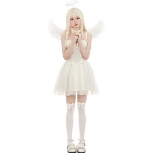 Kostum Cosplay Angel Demon, kostum pesta Elf, penampilan panggung untuk Halloween