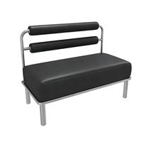 Ensemble de mobilier de café commercial moderne en acier inoxydable, banquette en cuir noir, chaise de salle à manger, table de bar ronde, restaurant, bistrot