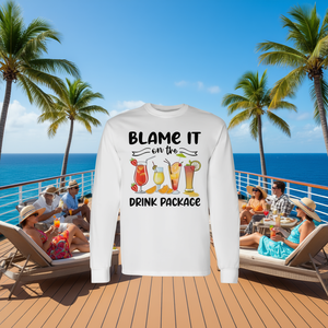 Camiseta de manga larga unisex con cuello redondo para adultos, con estampado 'Blame It On The Drink Package', promocional - Product Image 2