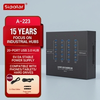A-223 Hub USB 3.0 de 20 Puertos para Gestión de Teléfonos y Control en Grupo, Estación de Carga Rápida de 2A, Gestión de Dispositivos USB para Pruebas de Software