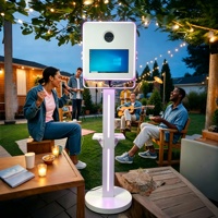 Tech-Metall-Selfie-Fotobox-Maschine mit 15,6-Zoll-Touchscreen, LED-Lichtleiste und kompatiblem Drucker für Hochzeiten, Vermietungen und Geschäftsveranstaltungen