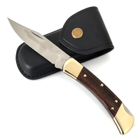 Couteau pliant de survie de haute qualité, manche en bois de santal doré classique, acier 440C, pour le camping, les voyages, la pêche, la chasse, la survie en plein air