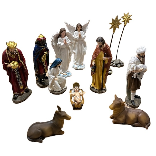 Factory Direct Wholesale Cheapest Religious Catholic Ornament Resin Christmas Nativity Sets