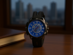 Reloj Mecánico HYF de 42 mm con Caja de Acero Inoxidable, Correa de Silicona, Esfera Azul Analógica Deportiva para Hombre, Manecillas Luminosas, Resistente al Agua 3 BAR - Product Image 2