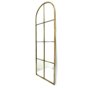 <span class=keywords><strong>Espejo</strong></span> con Marco Metálico <span class=keywords><strong>Dorado</strong></span> Arqueado y Diseño de Rejilla para Uso Decorativo en el Hogar, Oficina, Entrada o Interiores de la Sala de Estar - Product Image 2