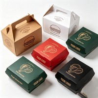 Boîte en papier kraft écologique avec logo personnalisé, pliable, compartimentée, pour aliments, emballage en papier kraft de qualité alimentaire pour poulet frit