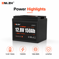 Batterie LiFePO4 Enlzh 12,8V-150Ah avec BMS 100A, 4000 cycles, 1920Wh pour l'énergie solaire et l'utilisation en camping-car