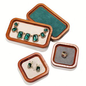 Wooden <b>Jewelry</b> Display <b>Tray</b> Ring Earring Necklace Beige Custom Logo - Product Image 6