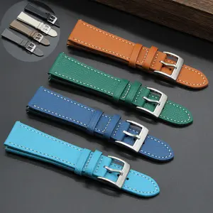 Hand-Made Palm Pattern Tapering 20X16 Cow Leather Watchband Bracelet Epsom Top Layer Calf Leather Band Watch Straps 20mm 22mm