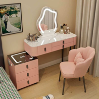 Meuble de chambre à coucher très vendu : Coiffeuse intelligente avec chargement sans fil, Bluetooth et miroir LED