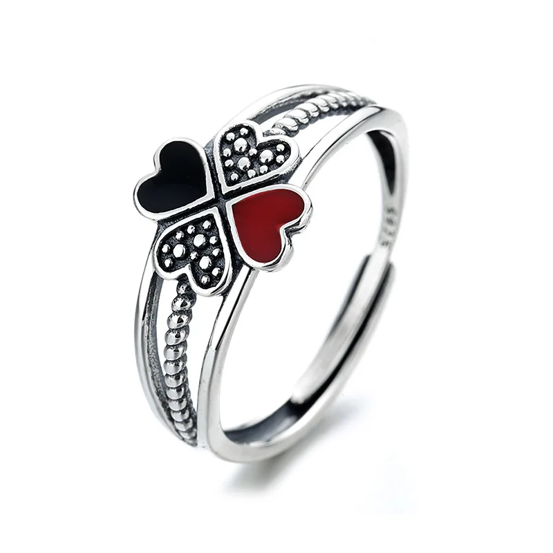 【bighugclub】CLOVER ring Amazon.com: Hollow Four Leaf Clover Stacking Ring 925