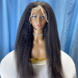 Cheveux humains crépus bouclés de couleur naturelle perruque sans colle vendeurs 12A cheveux vierges 13x4 180% densité longues perruques cheveux humains dentelle frontale - Product Image 4
