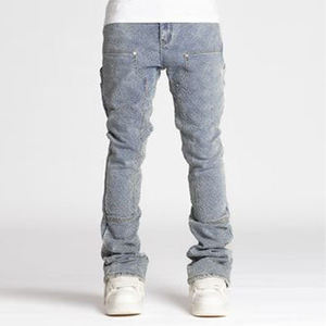 ديزنيو الرجال الهيب هوب ممزق الرجال الجينز مستقيم عالية الجودة زر يطير إغلاق الكلاسيكية ضئيلة تناسب ارتفاع الخصر نمط مكدسة - Product Image 3