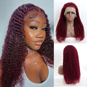 10a Grado 100% Cabello humano en Nueva <span class=keywords><strong>York</strong></span> Proveedores Vietnam 13*4 Pelucas de encaje frontal Jerry Curly 99j Vendedores para mujeres negras - Product Image 3