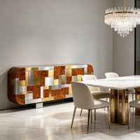 Aparador de Metal de Arte Moderno y Lujoso, Mueble de Almacenamiento para Sala de Estar, Mueble Decorativo para Vestíbulo de Villa/Casa de Lujo, Hecho a Medida