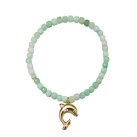 Bracelets en pierre naturelle carrée de 4 mm, bracelets élastiques en cristal facetté, avec breloques en acier inoxydable doré pour femmes, cadeau