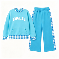 Ensemble sweat-shirt et pantalon large à carreaux pour femme, survêtement décontracté imprimé lettres pour le streetwear