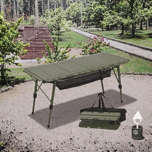 <b>Adjustable</b> Height Outdoor Foldable BBQ Grill <b>Table</b> Modern Design Black Aluminum Portable Collapsible Camping Grill <b>Table</b> - Product Image 2