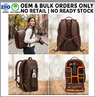 Sac à dos pour appareil photo reflex numérique et hybride en cuir microfibre de qualité supérieure, avec compartiment pour ordinateur portable, marque privée OEM, fabricant en gros