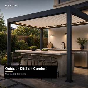 Pérgola bioclimática independiente RKOVE RK-C1 con iluminación LED para cocina exterior en el patio trasero - Product Image 1