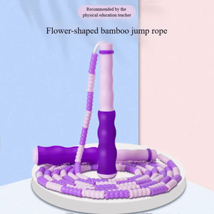 <span class=keywords><strong>Corde</strong></span> à <span class=keywords><strong>sauter</strong></span> pour enfants à longueur réglable, en PVC, avec perles souples à joint de bambou, pour l'entraînement quotidien - Product Image 2