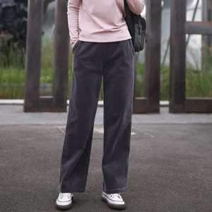 Corduroy Straight Leg <b>Pants</b> Women High Waisted Loose Fit Plus Size Casual Long <b>Pants</b> With Pockets Micro Elasticity Autumn - Product Image 1