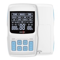 Appareil de massage TENS EMS double canal 3-en-1 - 0-60 niveaux d'intensité - Électrodes 50*50mm - Fonctionne sur piles - Soulagement de la douleur - Confortable