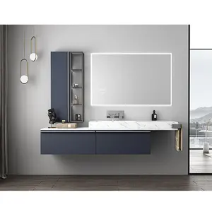 OPPEIN Rectangle LED Mirror Light Bathroom Sets Cabinets Modern Luxury Bathroom Vanity with Sink