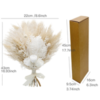 Bouquet d'herbe de pampa blanche de 45cm-Fleurs séchées naturelles pour la fête des mères, décor de Pâques, décoration d'intérieur la plus vendue