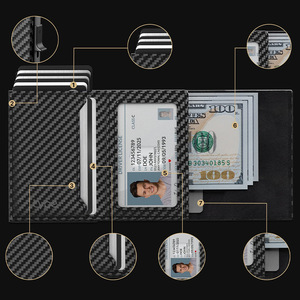 Men's Carbon Fiber Tri <b>Fold</b> <b>Wallet</b> With Magnetic Ring For Everyday Use - Product Image 2