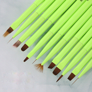 Pinceaux à ongles professionnels OEM ODM avec manche en plastique vert néon pour nail art, liner ombré, détails, French, gel, peinture, salon de manucure - Product Image 2