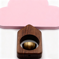 Cloche de porte Carillon à vent Décoration intérieure Réfrigérateur Carillon de porte en noyer noir Bois laiton Pendentif en bois Cloche de porte