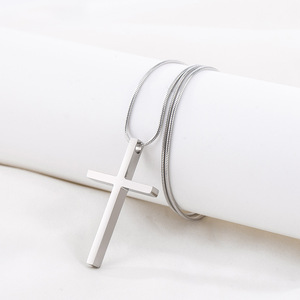 yunnique <b>Cross</b> Pendant Necklace Stainless Steel Unisex Minimalist Geometric Design Long <b>Chain</b> Fashion Jewelry - Product Image 1