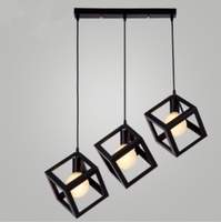 Lustre moderne et simple pour entrée d'escalier, boutique, bar, chambre, restaurant, lumière créative en forme de cube en fer forgé, LED, garantie 3 ans