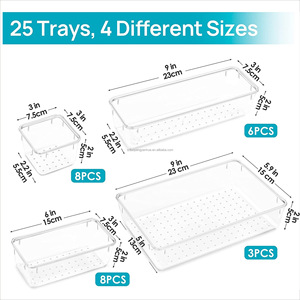 Set di 25 Organizzatori Trasparenti in Plastica per Cassetti, Contenitori Divisori per Cosmetici, Gioielli e Ufficio - Product Image 5