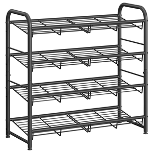 Étagère à chaussures en métal robuste à 4 niveaux, organisateur de chaussures pour entrée, étagère à chaussures en fer noir, support de rangement pour chaussures d'entrée - Product Image 1