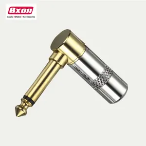 Mono Jack 6.35mm Connector Right Angle Male Plug Gold Plated 2 Pole 1/4 Inch 6.3mm Mono Plug Microphone Connector