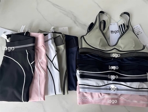 Leggings de Yoga y <span class=keywords><strong>Pilates</strong></span> al Por Mayor, de Moda, Sin Costuras, Acanalados, de Alta Calidad, Conjunto de 2 Piezas <span class=keywords><strong>para</strong></span> Mujer - Product Image 3