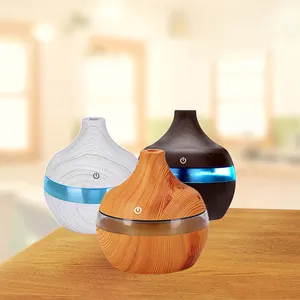 300Ml Ultrasonic Mist Maker Wood Grained Diffuser Grain Humidifier Mini Train Usb Silent Cactus Air Classic Aroma H2O Eu Plug