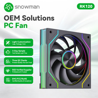 Ventola per Case PC Gaming SNOWMAN RK120-BK-ARGB 120mm con Illuminazione ARGB, Cuscinetto a Fluido, Silenziosa 20dBA, Sincronizzazione 5V e Collegamento a Catena