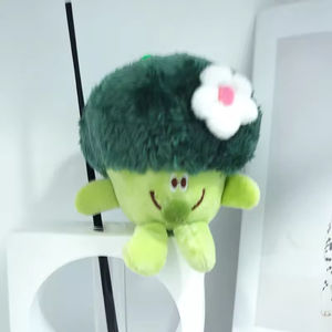 야채 브로콜리 교수형 인형 발톱 기계 귀여운 애니메이션 봉제 장난감 학교 가방 펜던트 키 체인 어린이 선물 - Product Image 5