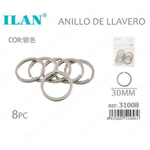 Anello portachiavi Ilan 30 mm colore argento 8 pezzi per accessorio portachiavi - Product Image 3
