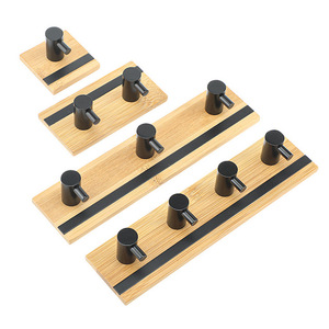 Gancho De Toalha De Banho Black Heavy Duty Adesivo Pendurado Cabide Prateleira De Toalha De Bambu Ganchos De Parede Do Banheiro - Product Image 6